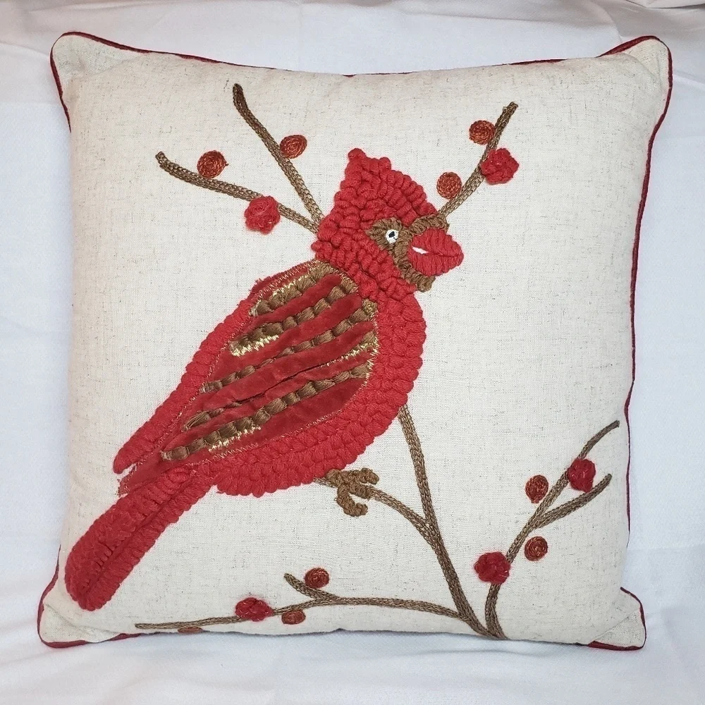 cardinal christmas pillow